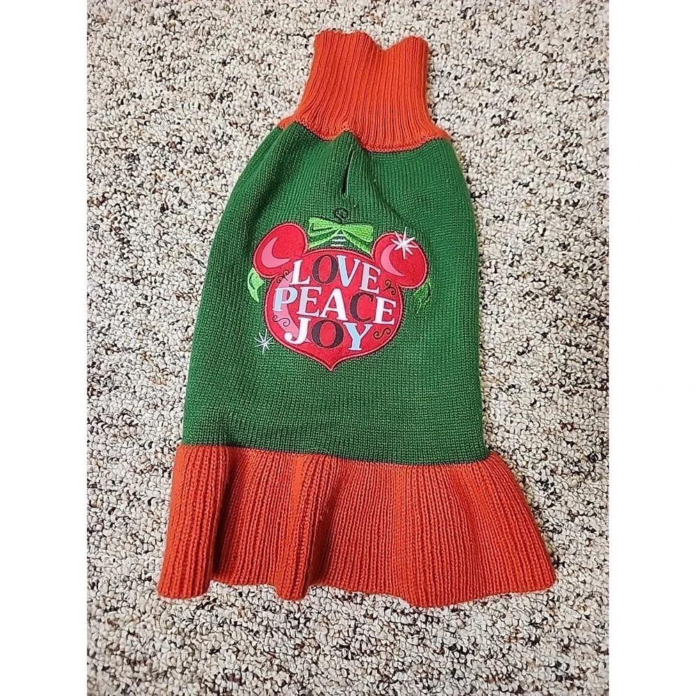 Micky Head Peace Love Joy  Dog Sweater- Small‎